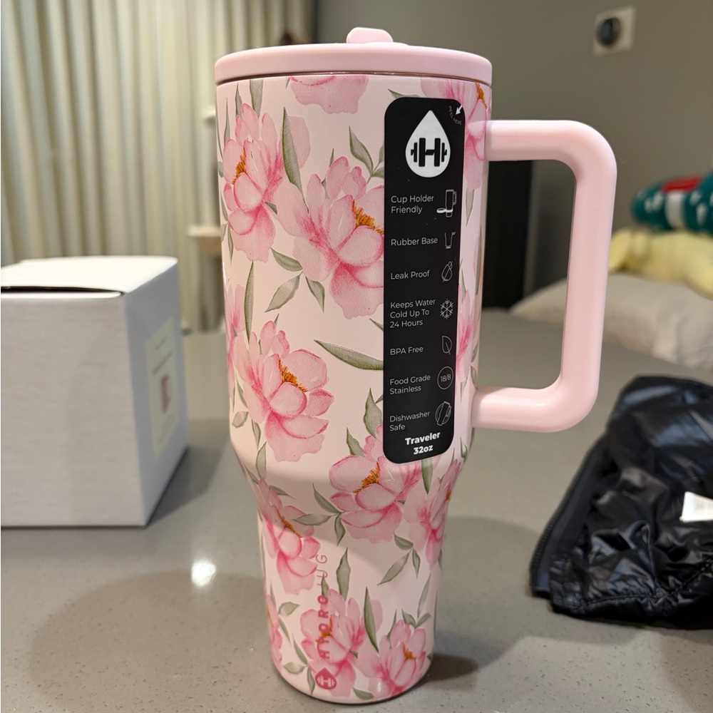 BNWT 40 oz Hydrojug Jessica Peony Flower Jane Williamson Tumbler HTF